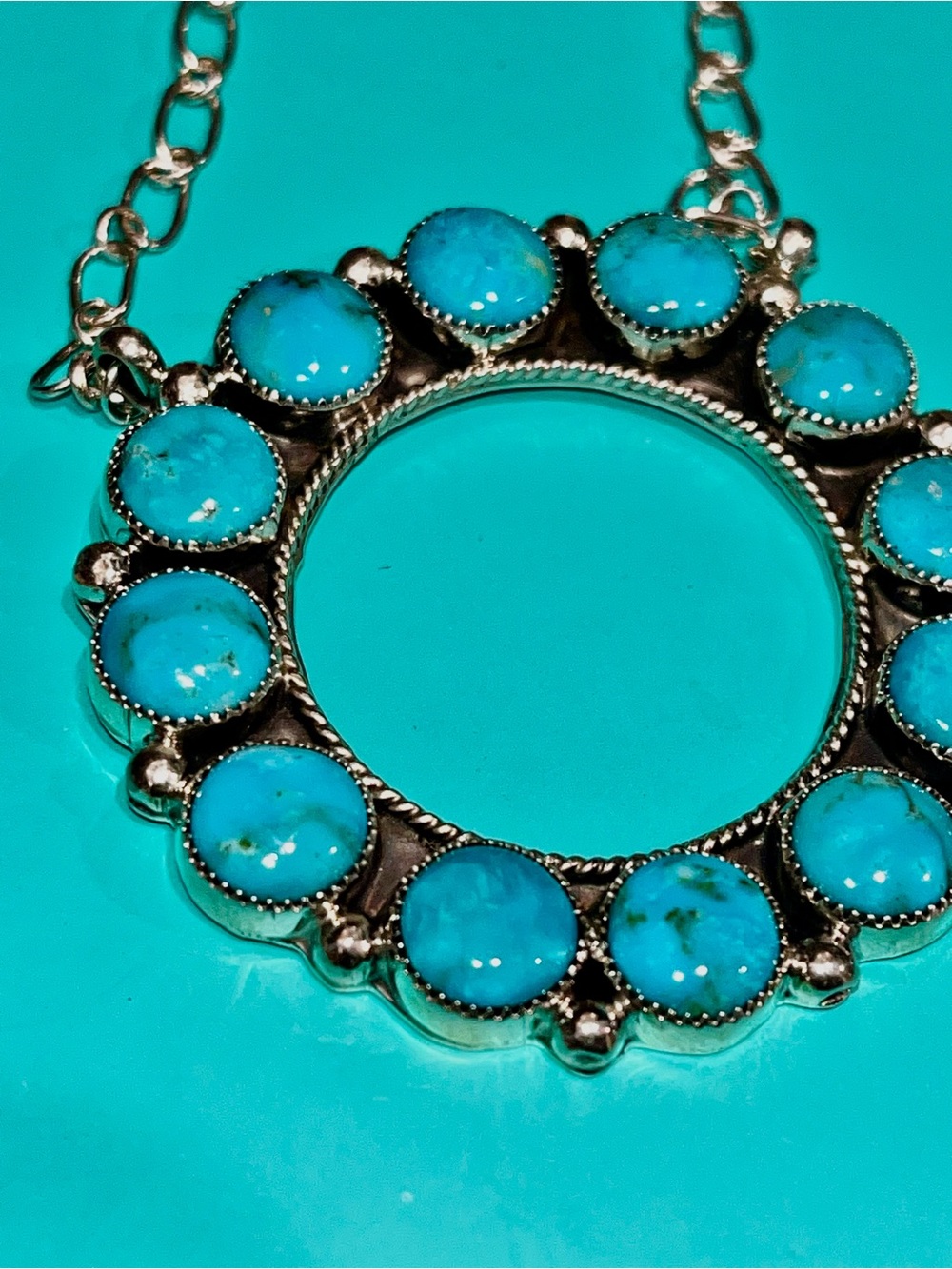 Charlene Yazzi Kingman Turquoise Necklace - Blue Stone Women’s Jewelry